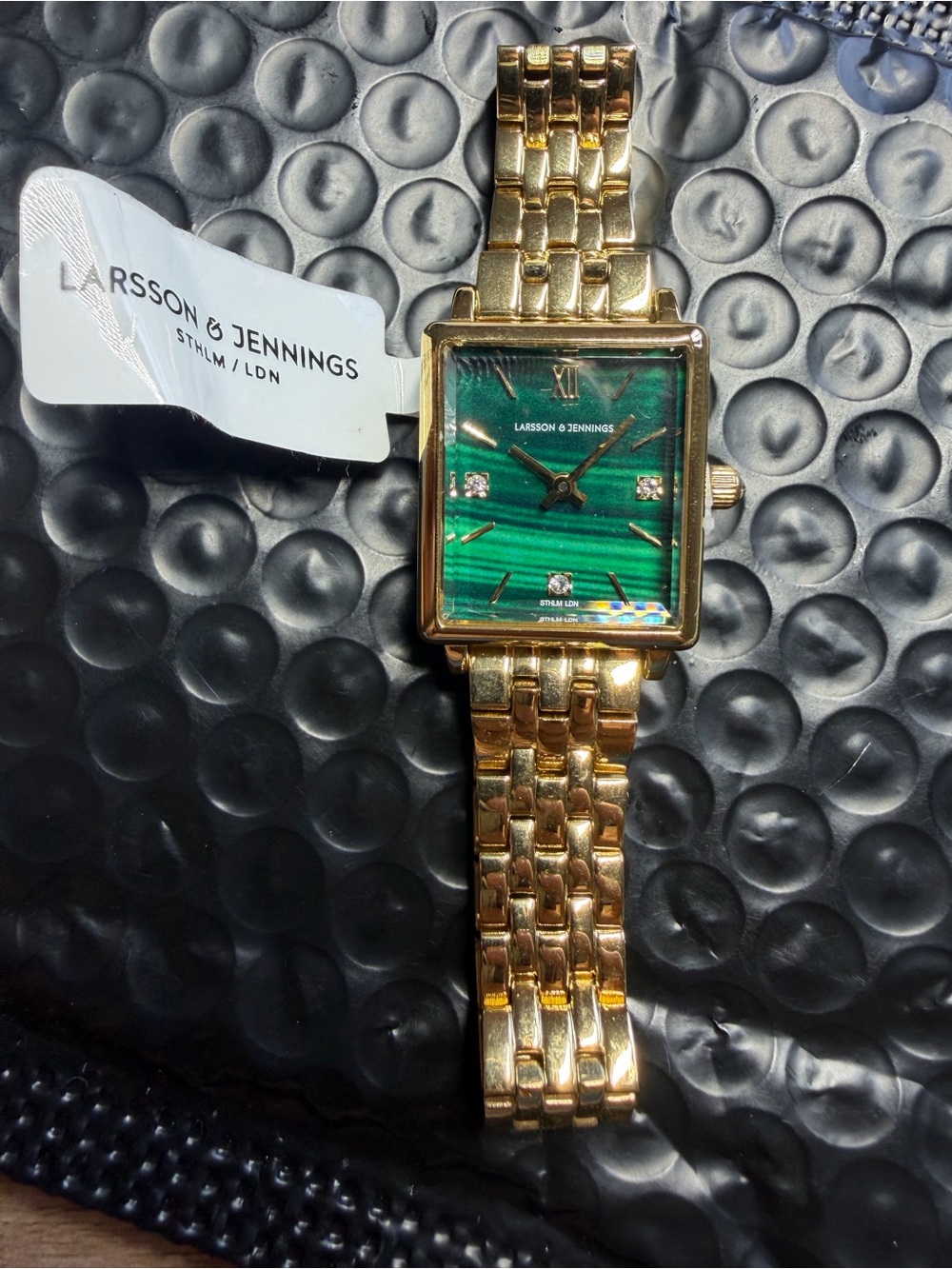 Larsson & Jennings Boyfriend Mini Elevate Gold Green 31mm Watch NWT